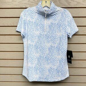 IBKUL Blue and White Patterned Polo